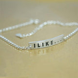 925 Silver Letter Rectangle Logo Bracelet Personalized Engraving Women Jewelry