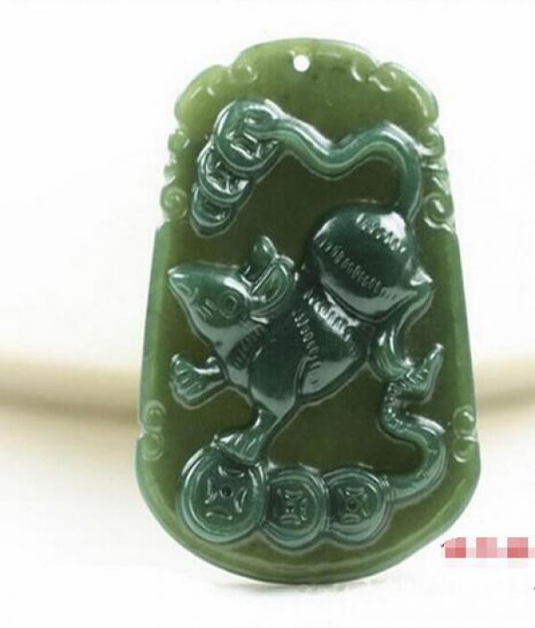 Hetian Yuqing Jadeite Zodiac Pendant Necklace