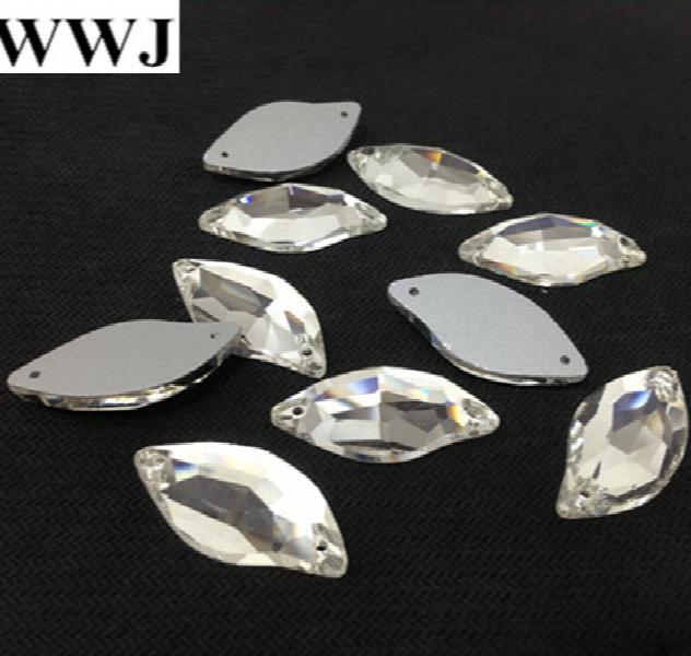 Crystal Clear Flatback Sew On Stones 9x20, 14x30mm