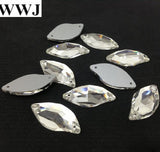 Crystal Clear Flatback Sew On Stones 9x20, 14x30mm