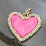 25mm 5pcs/lot High Clear CZ/Colorful Enamel Pendant Heart Shape Enamel Charm