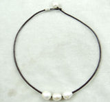 Brown Leather Freshwater Pearl Necklace