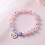 S925 Sterling Silver Sweet Pink Strawberry Crystal Beads Bracelet