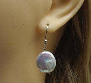Pearl Earrings Coin Freshwater Pearl Very Good Smooth High Luster Fine Jewelry