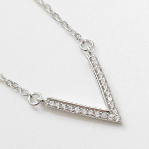 925 Silver V-Shaped Necklace Micro-Zircon Pendant Clavicle Necklace