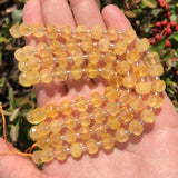 Faceted Citrine Gem Beads Column Shape Natural Yellow Crystal Loose Beads 7.5'