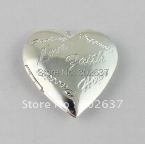 10PCS Silver Heart Locket Pendant 42x40mm #20399