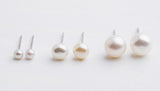 Freshwater Pearl Earrings 925 Silver Flat Round Beads Jewelry Gift