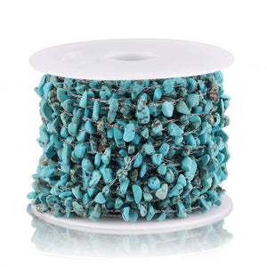 1 Meter Turquoise Gemstone Stainless Steel Chains for DIY Jewelry Making