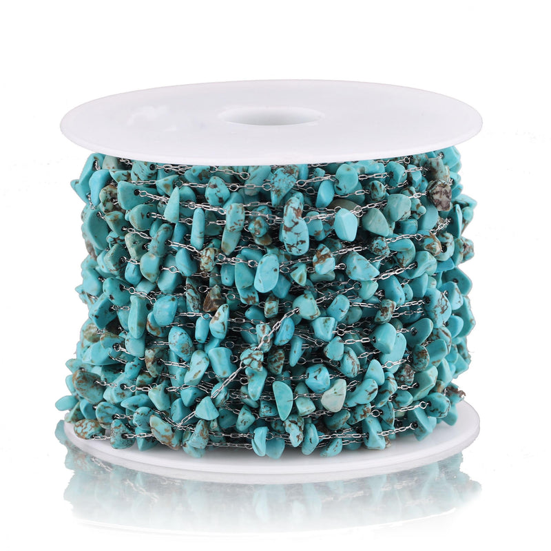 1 Meter Turquoise Gemstone Stainless Steel Chains for DIY Jewelry Making