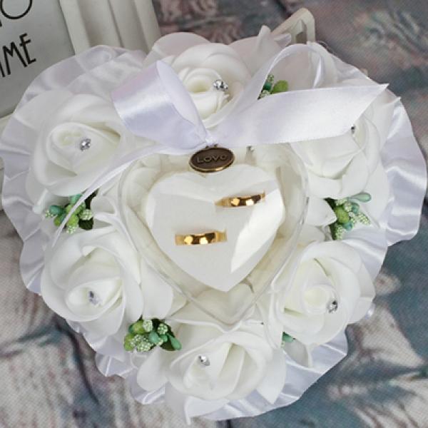 Romantic Wedding Ring Box Leaves Flower Cushion Pillow Decoration