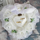 Romantic Wedding Ring Box Leaves Flower Cushion Pillow Decoration