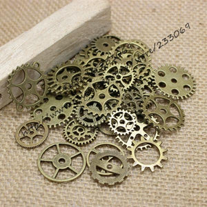 100pcs Vintage Steampunk Charms Gear Pendant Antique Bronze DIY Metal Jewelry
