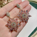 S925 Silver Petal Zircon Crystal Earrings DIY Accessories