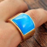 Men's Punk Stainless Steel Vintage Cat Eye Opal Ring