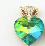 10pcs Colored Glass Owl Pendant, Fashion Jewelry Component, Cubic Zircon Charm