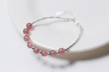Sterling Silver Strawberry Quartz Stone Bracelet with Beads GTLS434