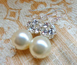 Unique Design Pearl Earrings 10mm Freshwater Silver Dangle Bridal Gift