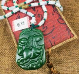 Green Lucky Horse Pendant with Bead Chain