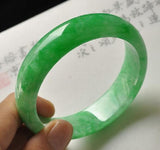 Certified Natural Myanmar Emerald Carved 54-62mm Green Bracelet