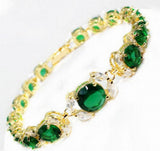 Green CZ Crystal Tassel Bangle Bracelet