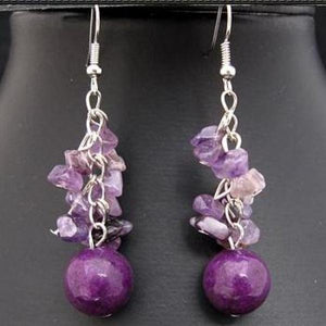 Purple Amethyst Grape S925 Silver Dangle Earrings Birthday Gift