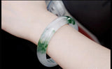 Natural Floating Green Flower Quartzite Jade Bangle Jewelry
