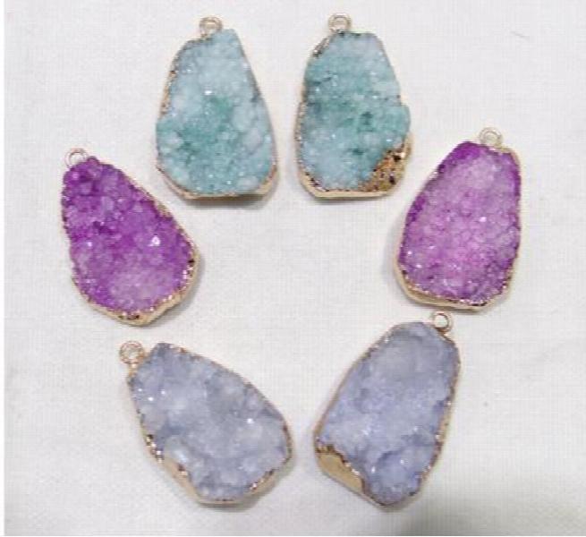 6pcs Turquoise Tiger Eye Quartz Crystal Pendant for DIY Jewelry Making
