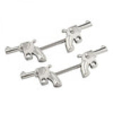 14G Double Gun Nipple Rings Barbell Nipple Rings