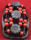 2pcs African Butterfly Sunflower Hair Comb with Wooden Beads