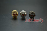 Skull Head Beads Red Zircon Eyes DIY Findings 10pc