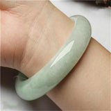 Zheru Jewelry Natural Burmese Jadeite 54-64mm Light Green Bracelet