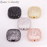 5PCS ZYZ320-6920 Square Bead Micro Pave Cz Spacer Beads