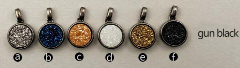 Natural Druzy Stone Pendant in Round Shape
