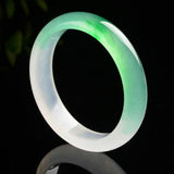 Zheru Jewelry Natural Myanmar Jadeite 54-64mm Ice Two-Tone Bracelet Princess