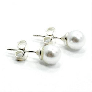 4mm Pearl S925 Silver Earrings Classic Push Back Stud