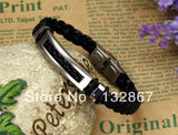 Stainless Steel Men's Bracelet Leather Bangle