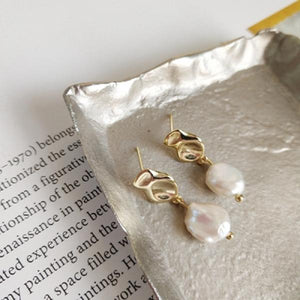 925 Silver Baroque Pearl Drop Earrings for Women