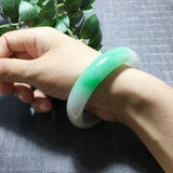 Zheru Jewelry Natural Burmese Jade Two-Color Bracelet 54-64mm