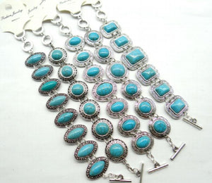 Vintage Zilveren Etnische Stijl Antieke Quartz crystal Turquoises Armband
