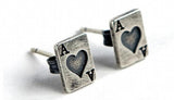 Personalized Heart Poker Cards Earrings 925 Sterling Silver Punk Style Jewelry