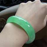 Certified Natural Burmese Jade Light Green Two-Color 54-64mm Bracelet