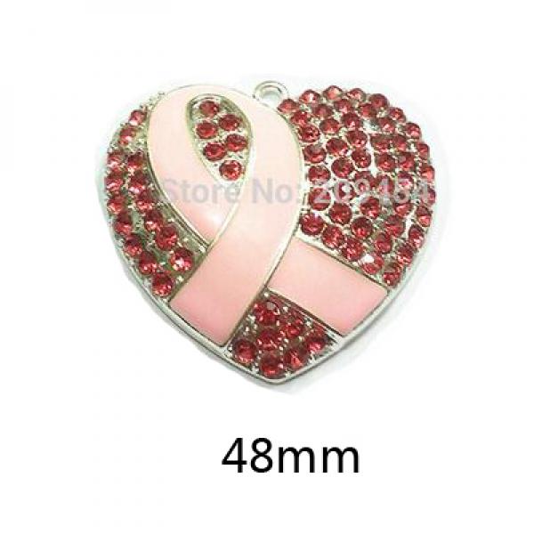 10pcs Enamel Rhinestone Pink Ribbon Pendants for Necklace