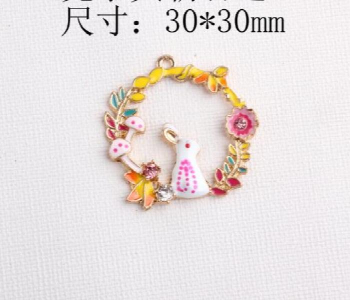 Enamel Charms Alloy Pendant Garland Bird Round Enameled Charms 30 mm 10 pcs