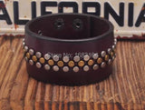 Retro Leather Bracelet Cuff Metal Studs