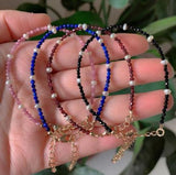 Natural Stone Pearl Bracelet with Garnets & Tourmaline