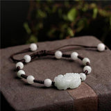 Jade Emerald Pixiu Rose Beads Bracelet Adjustable Bangle Charm