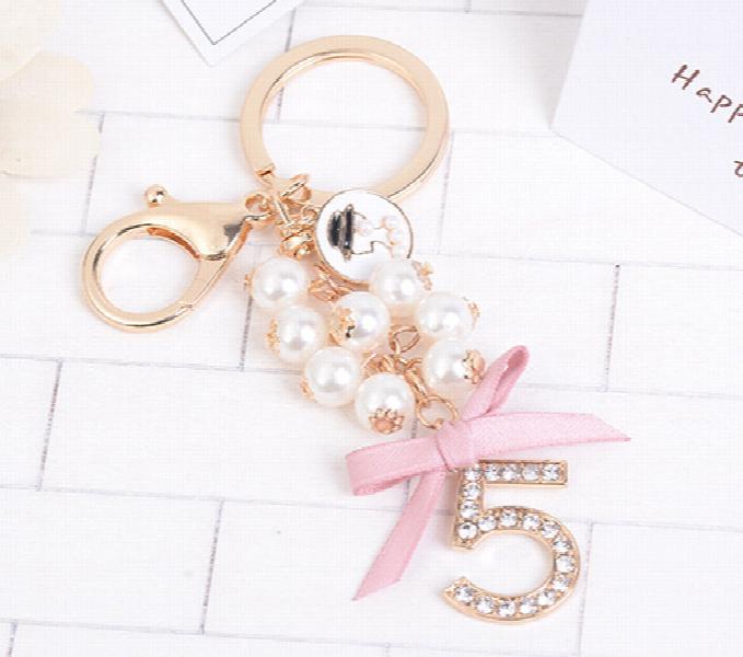Bowknot Bag Pendant Key Chain Holder with Crytals Strass Women Bag Charm
