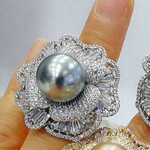 Flower Pearl Statement Rings Bohemian Beach Jewelry