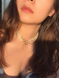 Baroque Pearl Necklace Metal Charm Pendant Choker Jewelry